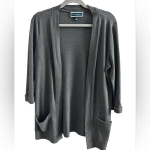KAREN SCOTT Charcoal Open-Front Pocket Cardigan Size M